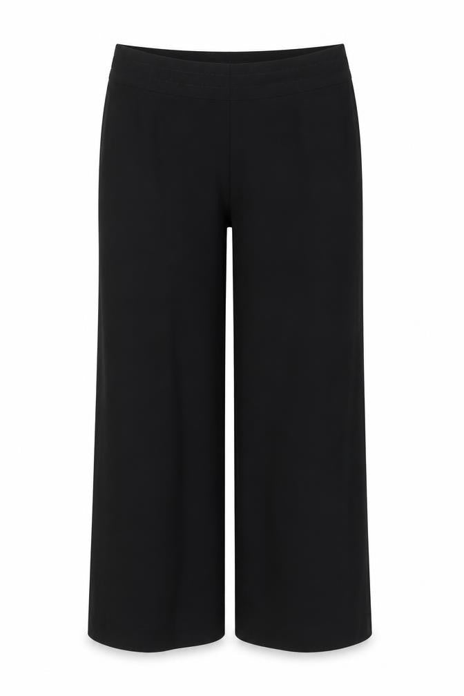 Front view of Spirit women’s black polyester trousers, size UK 8, regular zip