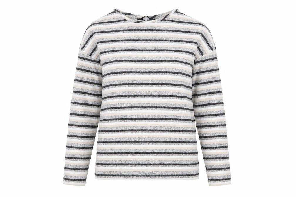 Dorothy Perkins Womens Grey Round Neck Striped Polyester Pullover Jumper Size 8