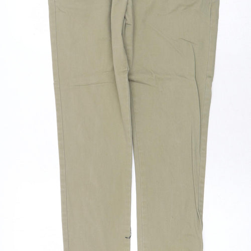 Topman Mens Green Cotton Chino Trousers Size 32 in Regular Zip