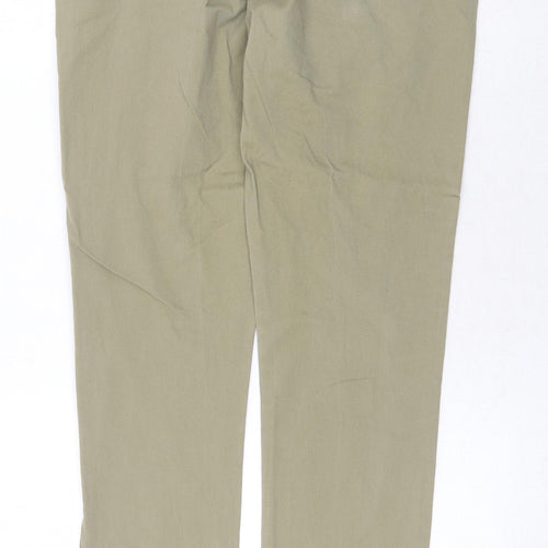 Topman Mens Green Cotton Chino Trousers Size 32 in Regular Zip