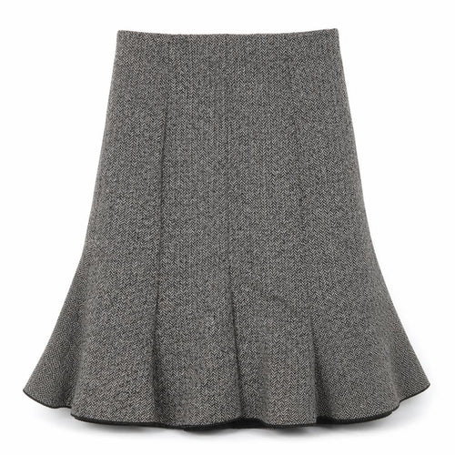 Logo Womens Grey Herringbone Acrylic Swing Skirt Size 10