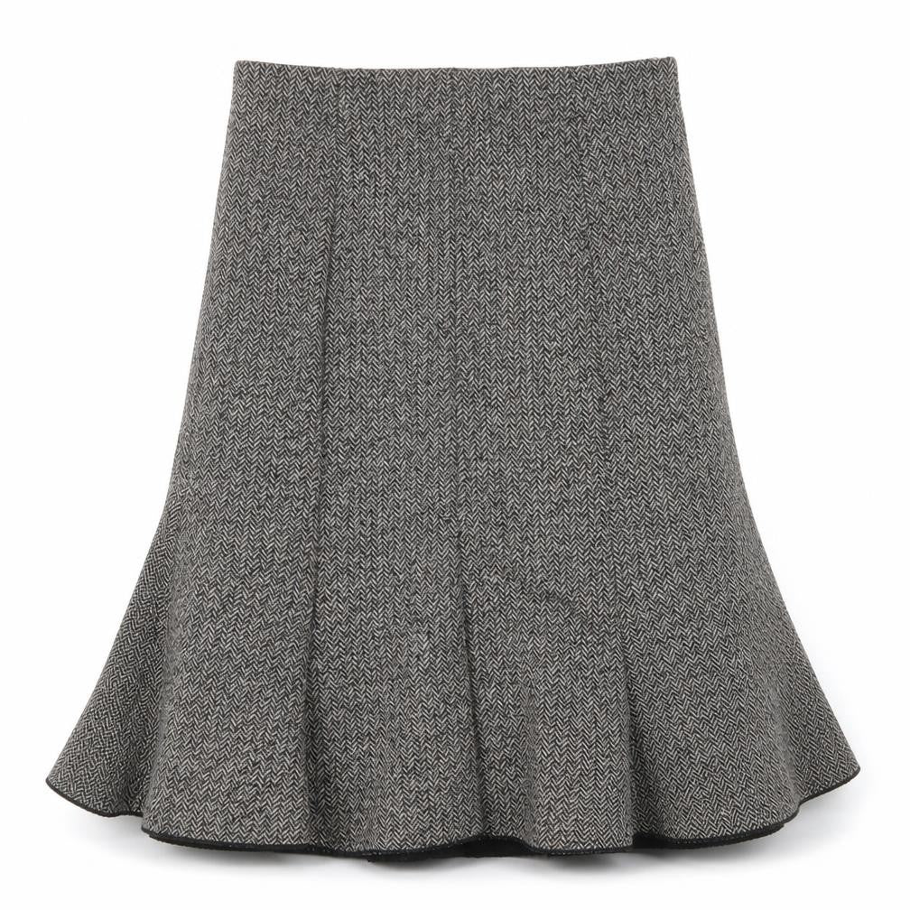 Logo Womens Grey Herringbone Acrylic Swing Skirt Size 10