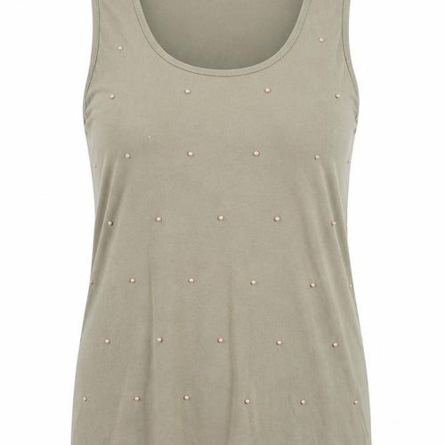 Marks and Spencer Womens Green 100% Cotton Basic Tank Size 12 Scoop Neck