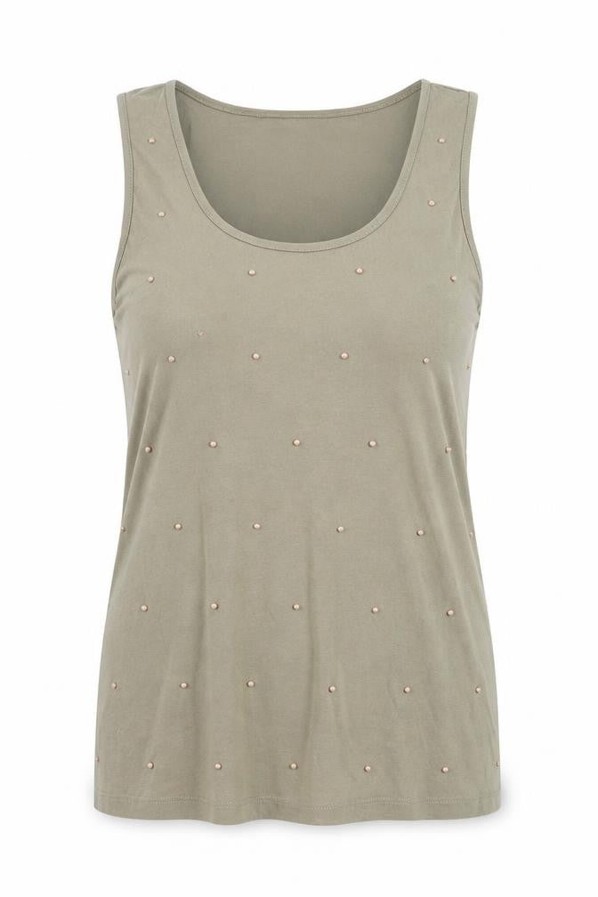 Marks and Spencer Womens Green 100% Cotton Basic Tank Size 12 Scoop Neck
