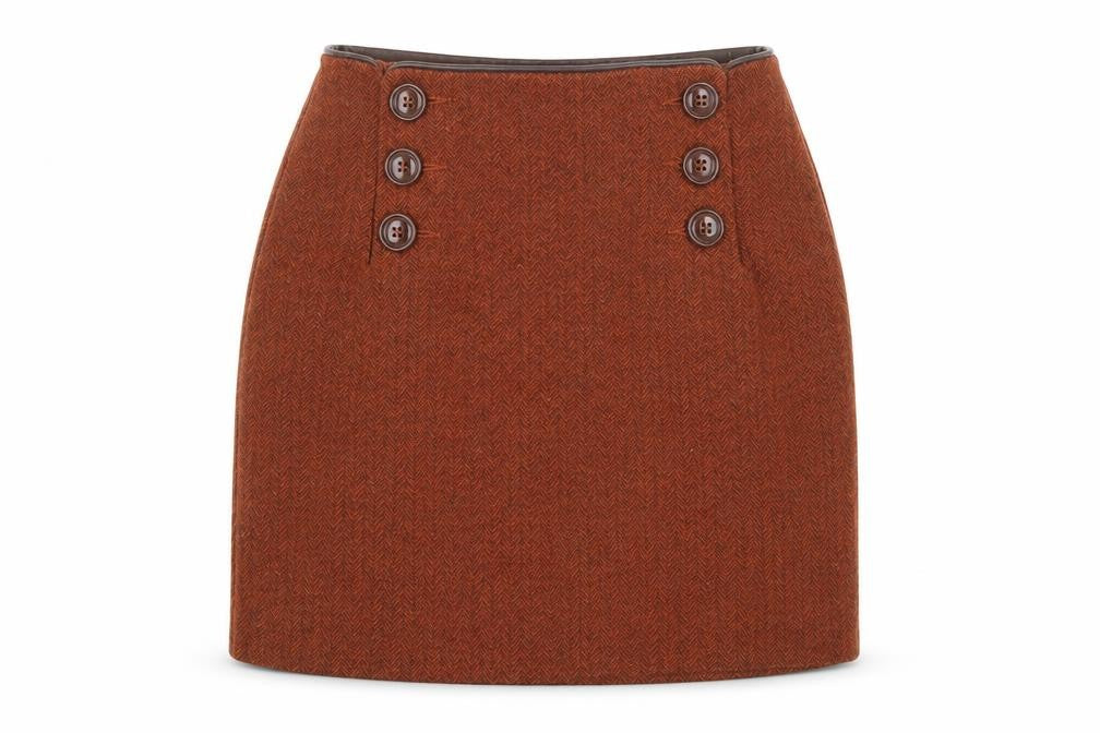 Ann Christine Womens Orange Wool A-Line Skirt Size 6 Zip