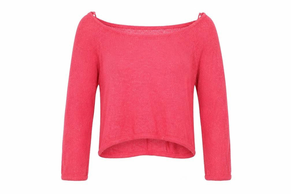 Topshop Womens Red Boat Neck 100% Cotton Pullover Jumper Size 10