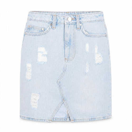 H&M Womens Blue Cotton A-Line Skirt Size 6 Zip