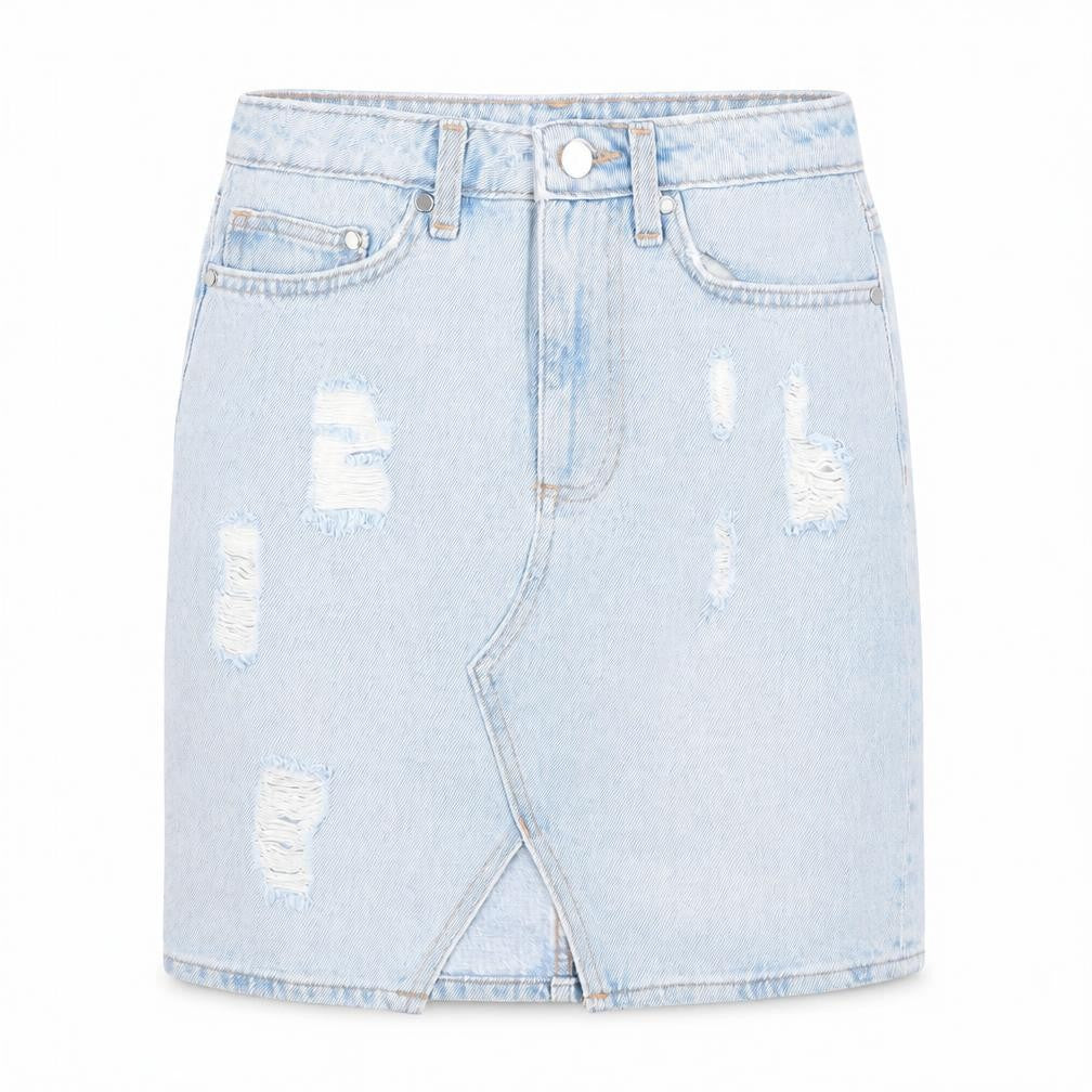H&M Womens Blue Cotton A-Line Skirt Size 6 Zip