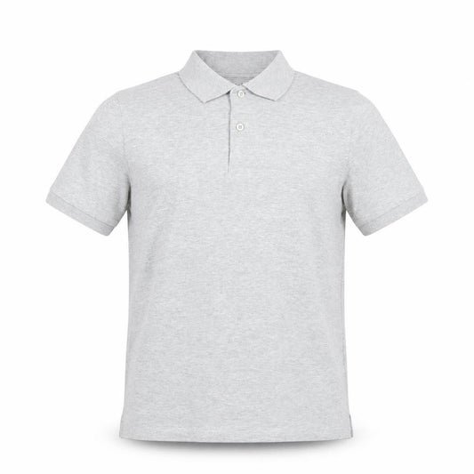 Front view of SPLASH men’s grey cotton polo, size S, collared button