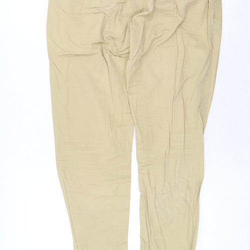 H&M Womens Beige Cotton Chino Trousers Size 8 Regular Zip