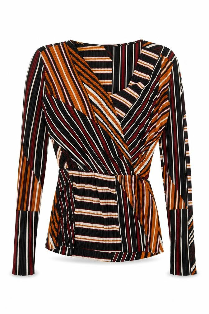 Pink Boutique Womens Multicoloured Striped Polyester Basic Blouse Size 6 V-Neck