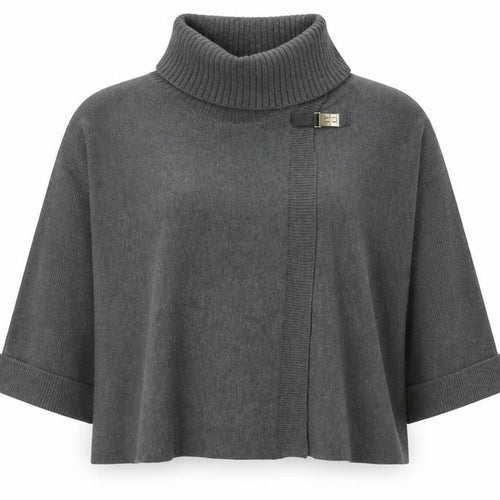 Episode Womens Grey Roll Neck Acrylic Cardigan Jumper Size S