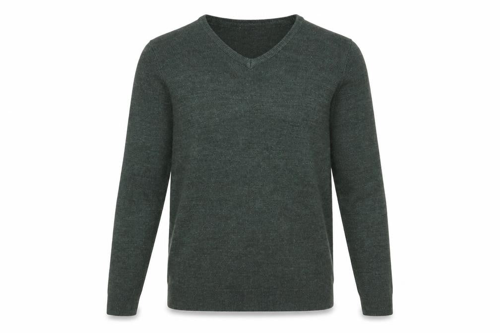Marks and Spencer Mens Green V-Neck Acrylic Pullover Jumper Size M Long Sleeve