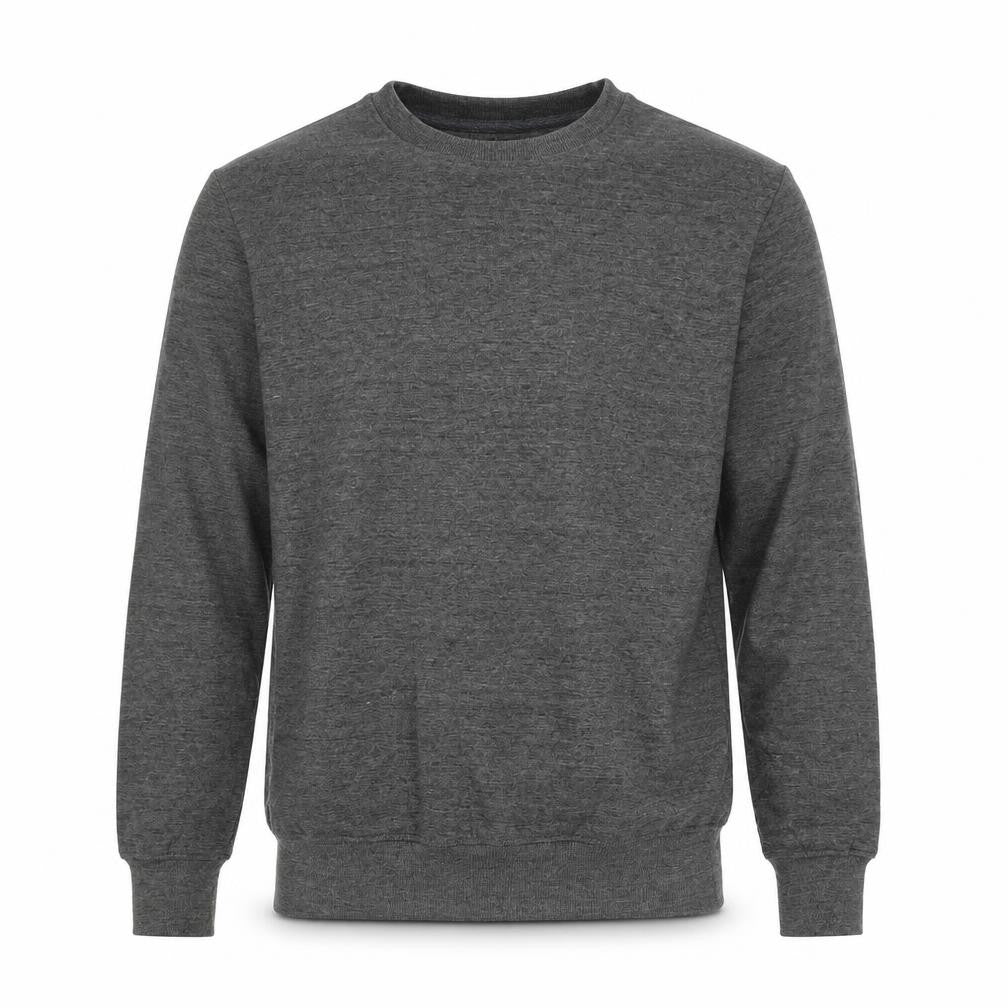 Front view of Boohoo men’s grey polyester pullover sweatshirt, size M