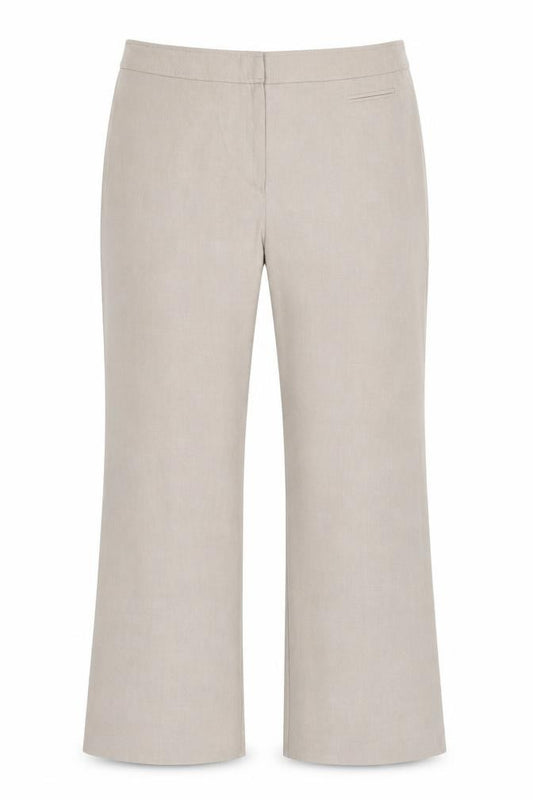 Front view of BHS women’s beige polyester dress pants trousers, size UK 14, regular zip