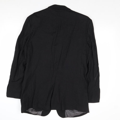 River Island Mens Black Striped Wool Jacket Suit Jacket Size 40 Regular