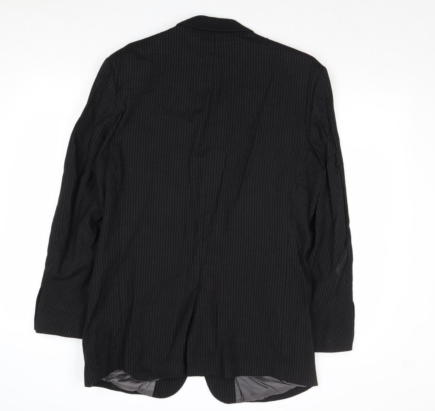 River Island Mens Black Striped Wool Jacket Suit Jacket Size 40 Regular