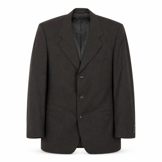 Front view of Debenhams men’s brown striped wool jacket suit jacket, size 42, regular