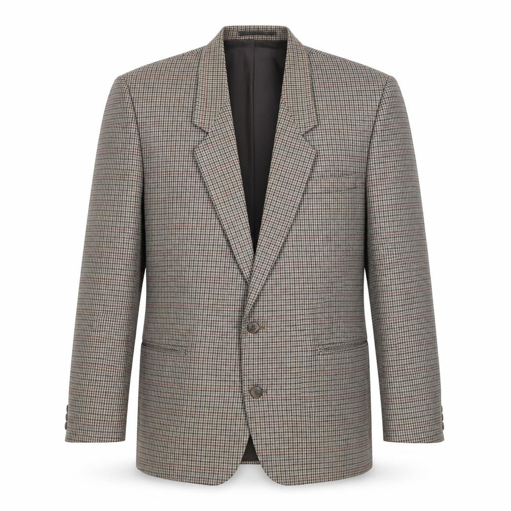 ID Mens Grey Geometric Polyester Jacket Blazer Size 42 Regular