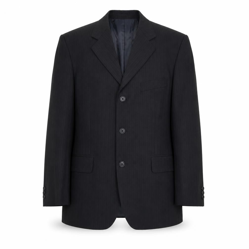 Pinstripe Mens Black Wool Jacket Suit Jacket Size 40 Regular