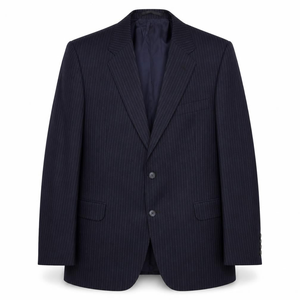 St Michael Mens Blue Striped Wool Jacket Suit Jacket Size 42 Regular