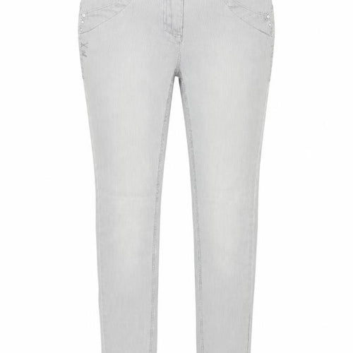 Cecil Womens Grey Striped Cotton Skinny Jeans Size 32 in Regular Zip