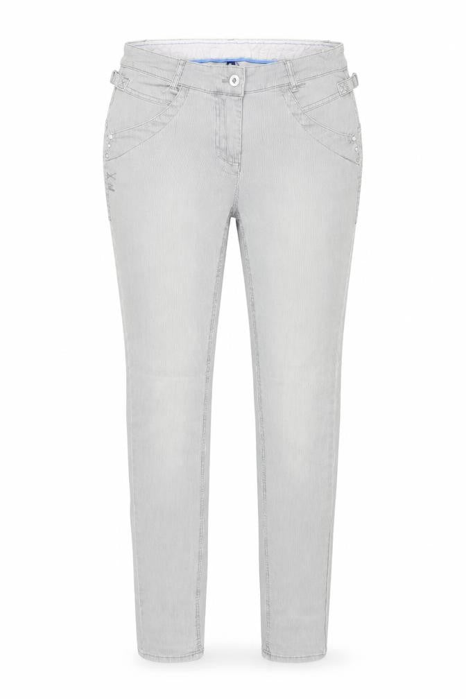Cecil Womens Grey Striped Cotton Skinny Jeans Size 32 in Regular Zip