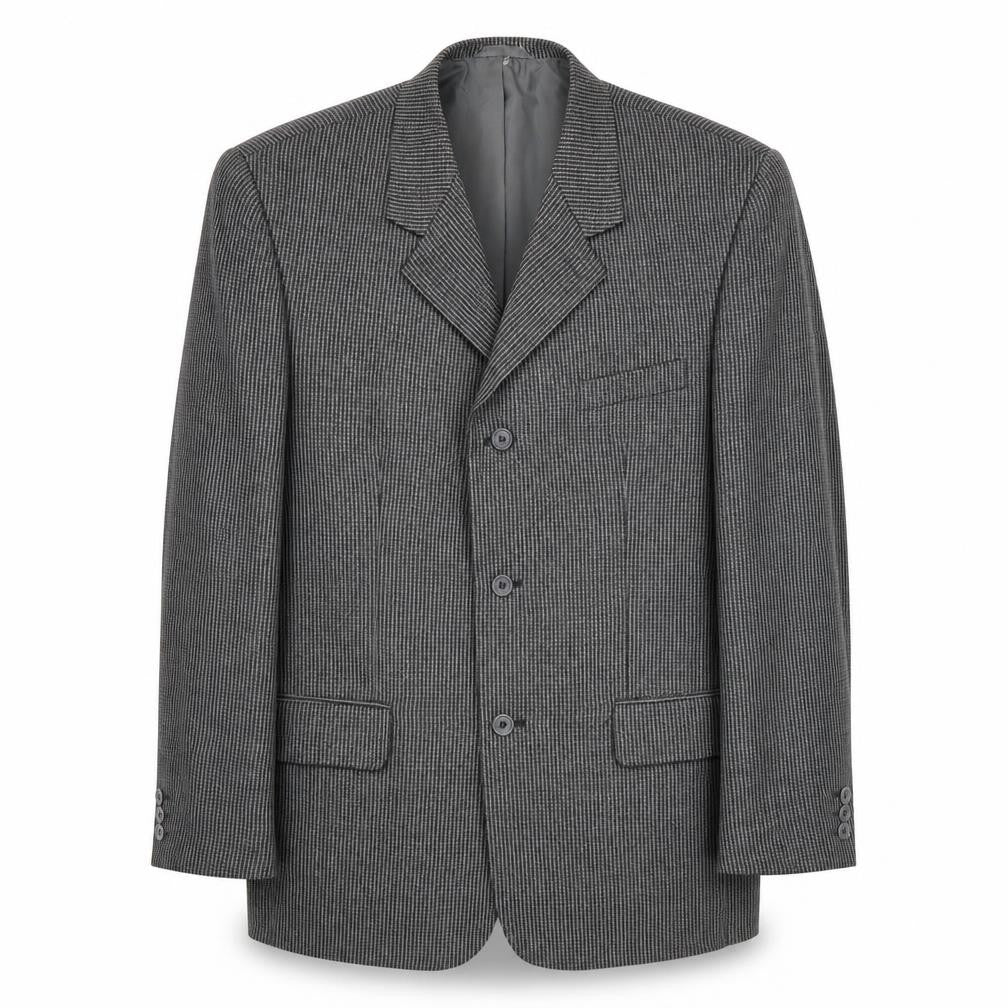 Front view of Classics men’s grey geometric polyester jacket suit jacket, size 44, regular