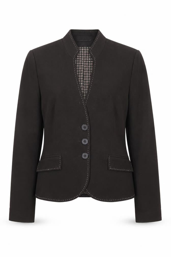 Front view of Next women’s black polyester jacket blazer, size UK 10