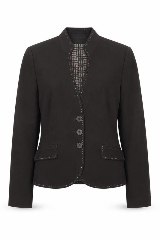 Front view of Next women’s black polyester jacket blazer, size UK 10
