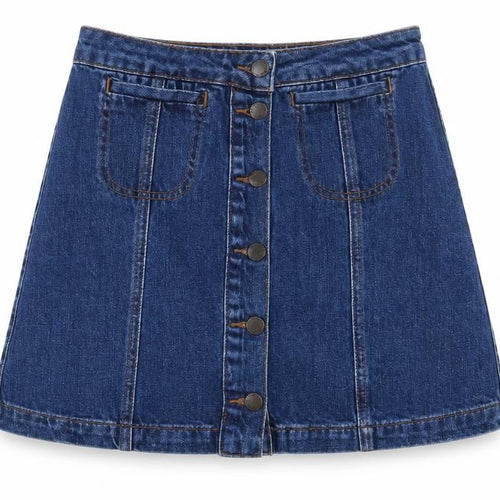 Topshop Womens Blue Cotton A-Line Skirt Size 26 in Button