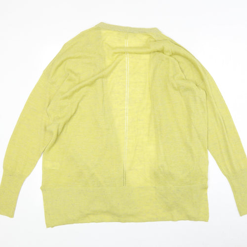 NEXT Womens Yellow V-Neck Acrylic Cardigan Jumper Size 12 - Open