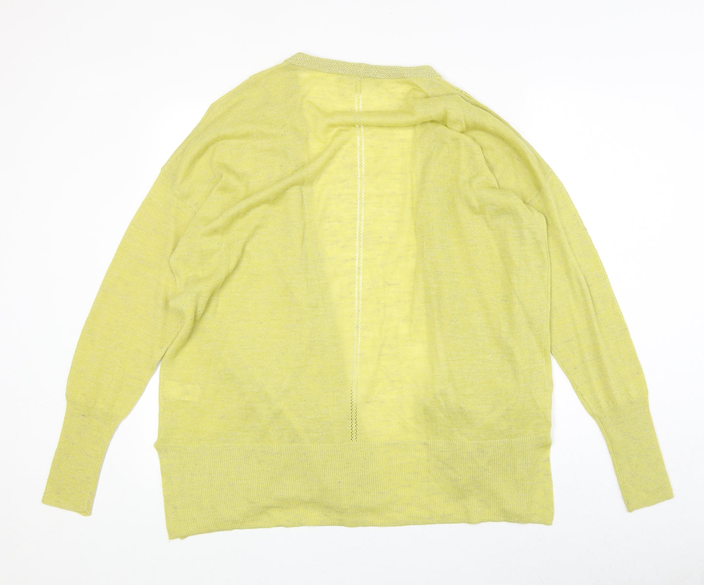 NEXT Womens Yellow V-Neck Acrylic Cardigan Jumper Size 12 - Open