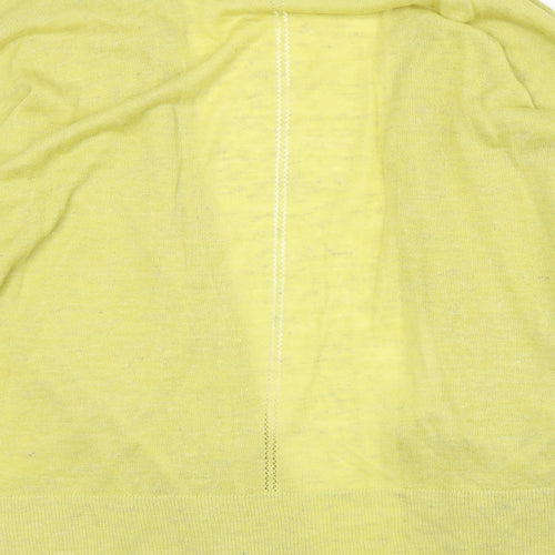 NEXT Womens Yellow V-Neck Acrylic Cardigan Jumper Size 12 - Open