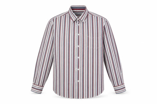 Peter Gribby Mens Multicoloured Striped Cotton Button-Up Size 2XL Collared Button