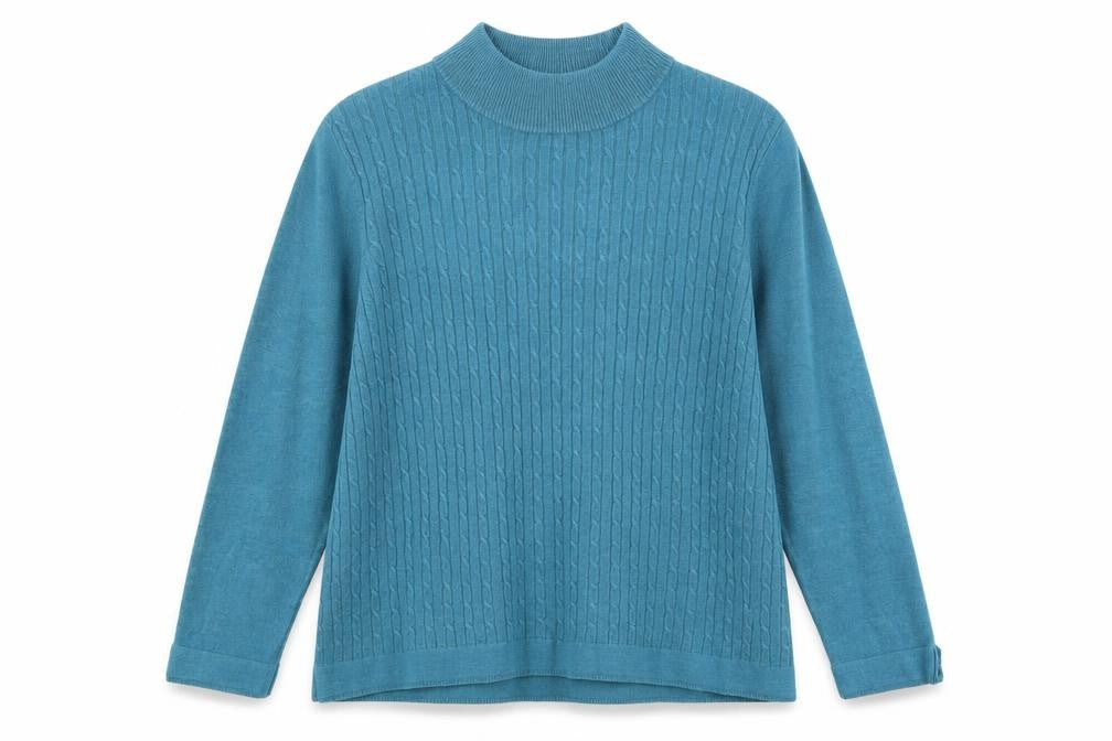 Bonmarché Womens Blue Round Neck Acrylic Pullover Jumper Size L