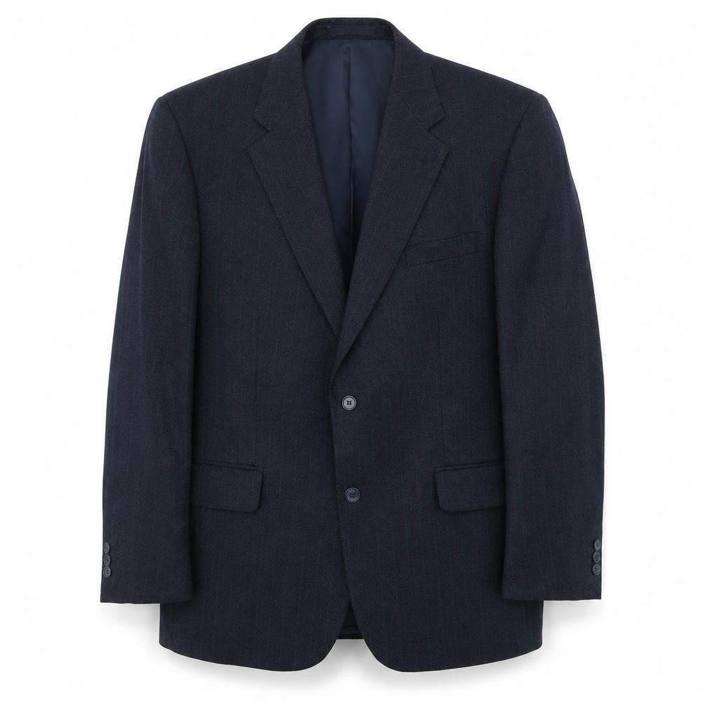 Greenwood Mens Blue Striped Polyester Jacket Suit Jacket Size 46 Regular