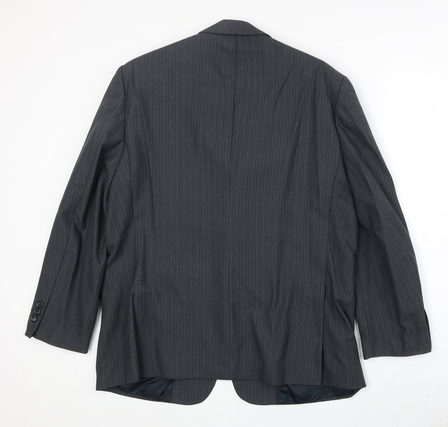 Wellington Mens Grey Striped Polyester Jacket Suit Jacket Size 42 Regular