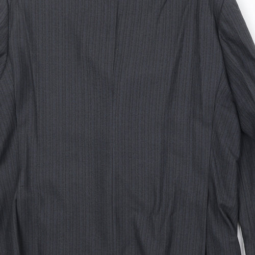 Wellington Mens Grey Striped Polyester Jacket Suit Jacket Size 42 Regular