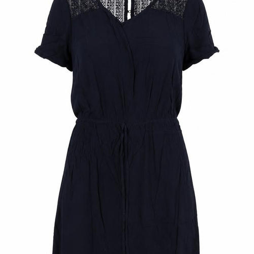 Jaquline de Young Womens Blue Polyester Fit & Flare Size 6 Round Neck Button