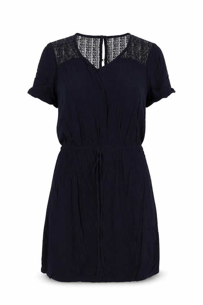 Jaquline de Young Womens Blue Polyester Fit & Flare Size 6 Round Neck Button