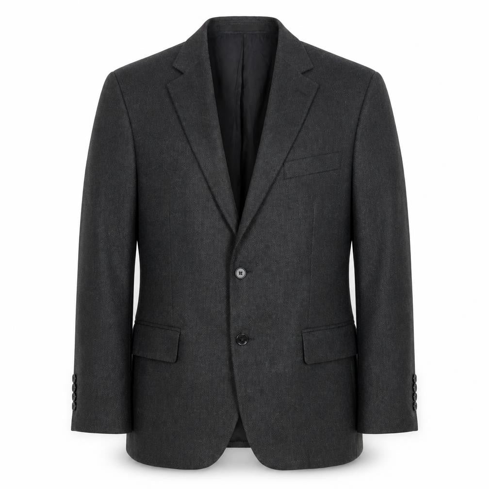 Front view of Marks & Spencer men’s grey polyester jacket suit jacket, size 38, regular