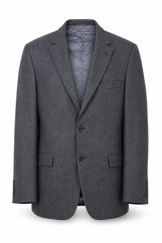 Front view of Marks & Spencer men’s blue wool jacket suit jacket, size 42, regular