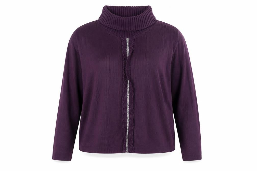 Front view of Victoria Eve women’s purple roll neck acrylic jumper, size XL
