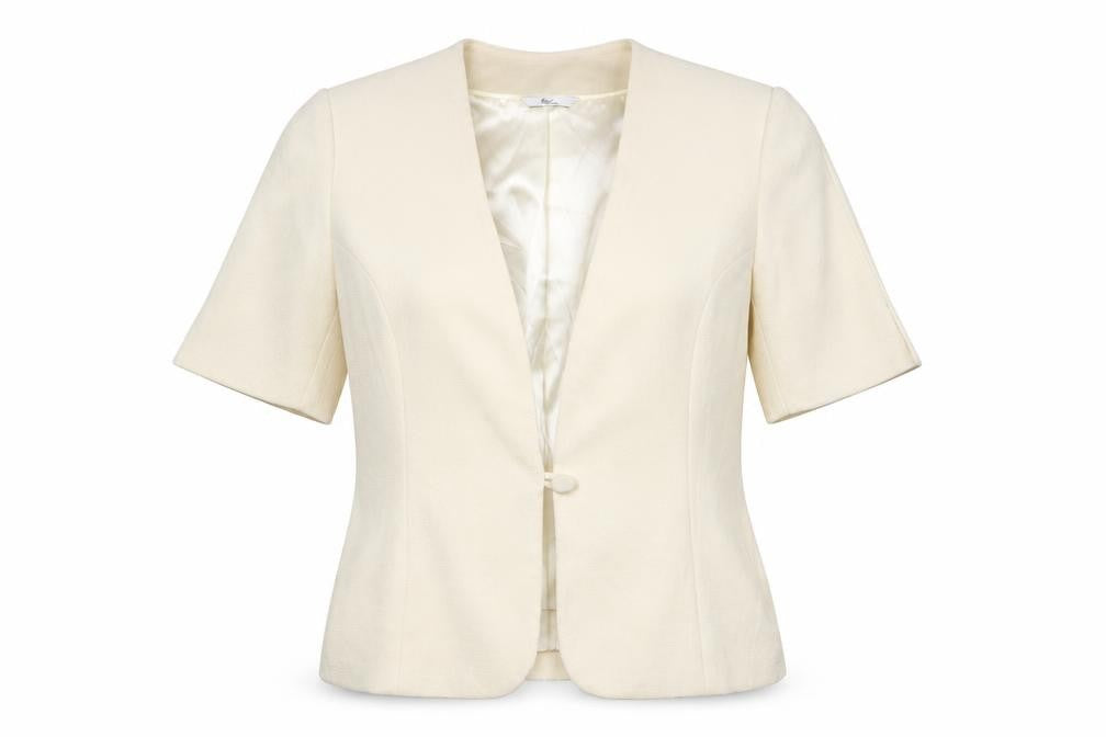 Front view of Klass women’s ivory polyester jacket blazer, size UK 12