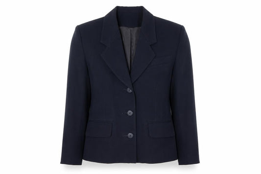 Front view of Elliott Lauren women’s blue polyester jacket blazer, size UK 8