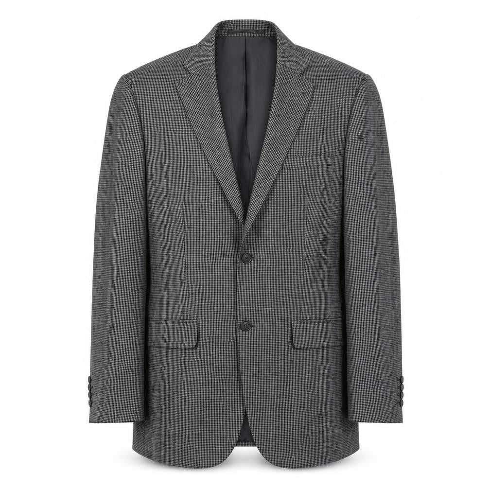 Front view of Greenwoods men’s grey geometric polyester jacket blazer, size 40, regular