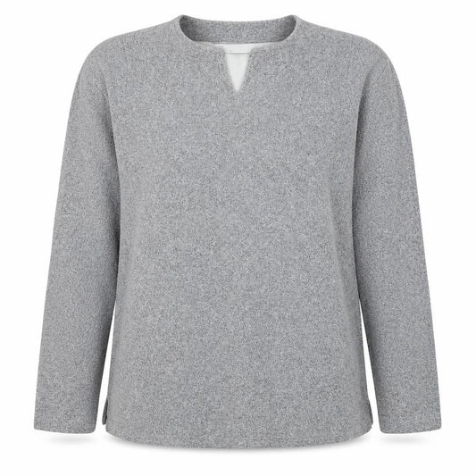 Front view of BHS women’s grey polyester pullover sweatshirt, size UK 12, pullover
