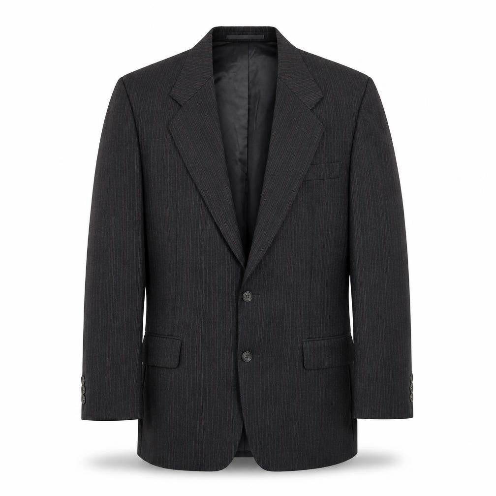 Label Mens Grey Striped Wool Jacket Suit Jacket Size 38 Regular
