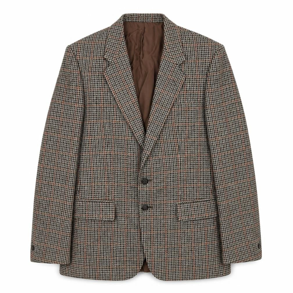 Front view of The Avenue men’s grey geometric polyester jacket blazer, size 38, regular
